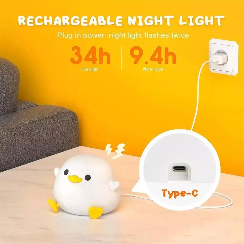 NitePet Baby Duck LED Night Light – USB Rechargeable Silicone Lamp for Kids - NitePet