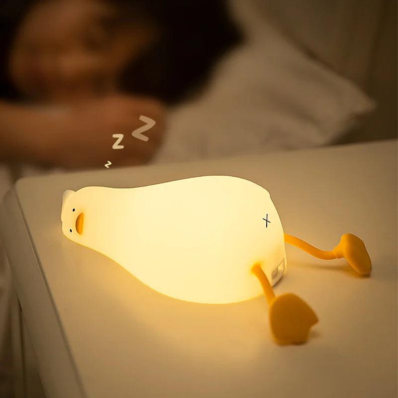 Lazy Duck LED Night Light – Playful Silicone Lamp for Cozy Spaces & Gifts - NitePet