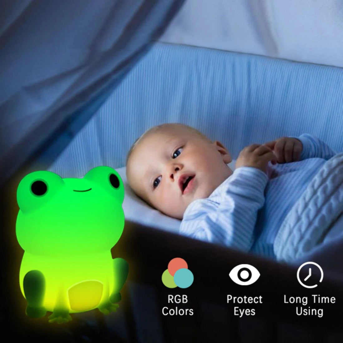 NitePet Frog Night Light – Kid-Safe Silicone LED Lamp with Touch Timer - NitePet