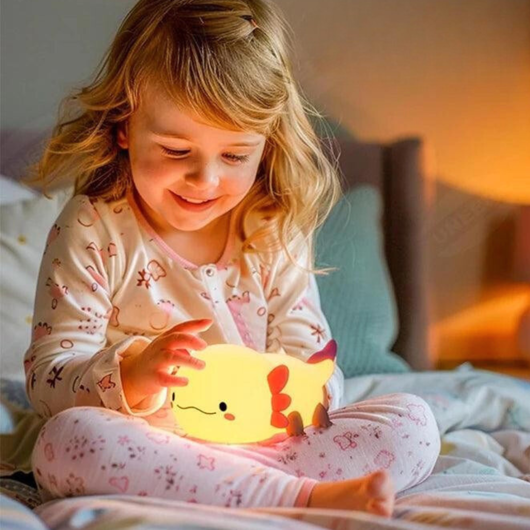 NitePet Axolotl LED Night Light – Silicone USB Lamp with Touch Control